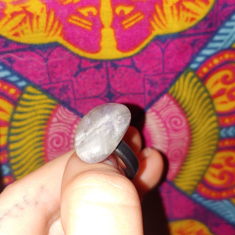 Handmade Amethyst Hematite Crystal Ring